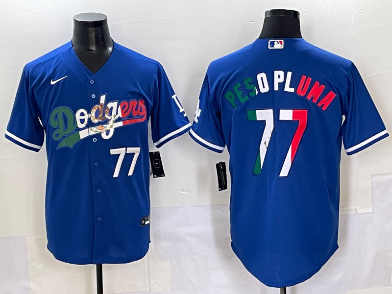 Men 2025 Los Angeles  Dodgers #77 Pesopluma Blue Nike MLB Jersey style 004